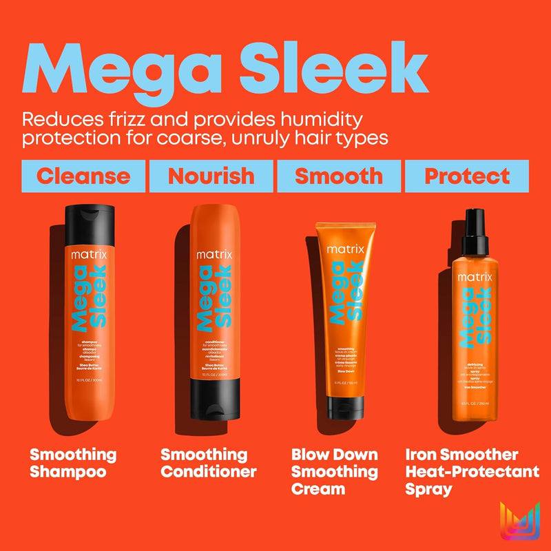 Mega Sleek Shampoo and Conditioner Set - Smoothing, Anti-Frizz, Detangling, for Dry, Damaged & Frizzy Hair, Nourishes with Shea Butter, Vegan - Puck's
