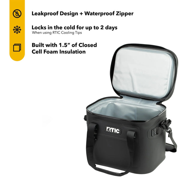 30 Can Ultra-Tough Soft Cooler, Leakproof Ice Chest Cooler with Waterproof Zipper, Black