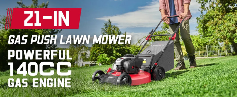 Push Lawn Mower 21-Inch 3-In-1 ,6 Lever Height Adjustment with 140Cc B&S Engine - Puck's