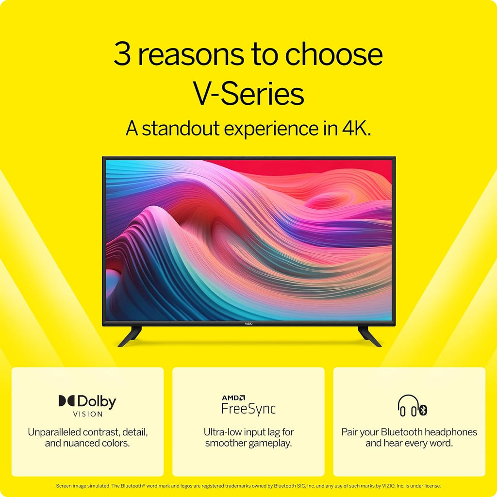50-Inch V-Series 4K UHD LED Smart TV with Voice Remote, Dolby Vision, HDR10+, Alexa Compatibility, 2022 Model - Puck's