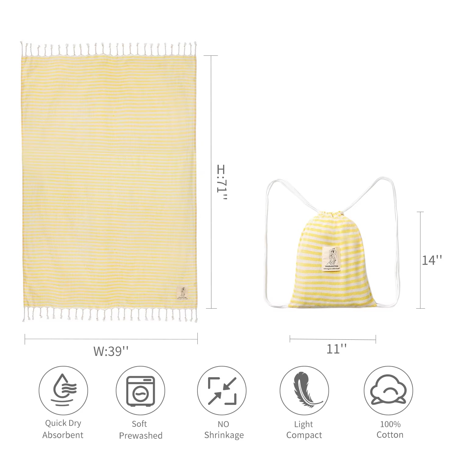 YEUZLICOTTON Hot Sale Luxury Striped Tassel 100% Cotton Sauna Spa Bath Towel for Home 100*180CM Travel Turkish Large Beach Towel - Puck's