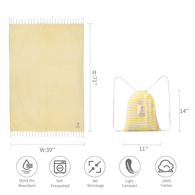 YEUZLICOTTON Hot Sale Luxury Striped Tassel 100% Cotton Sauna Spa Bath Towel for Home 100*180CM Travel Turkish Large Beach Towel - Puck's