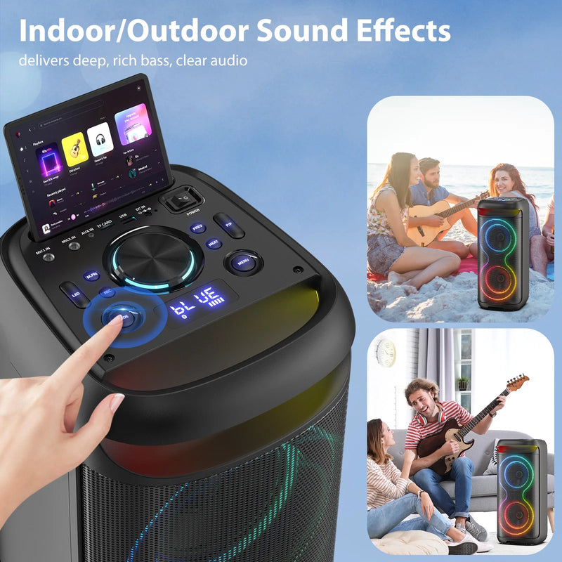 Speaker, Big Bluetooth Speaker with DJ Lights, Portable Large Outdoor Speakers Wireless Bluetooth Party Speaker with Remote Control, Stereo Speakers, Graduation Gift, T20