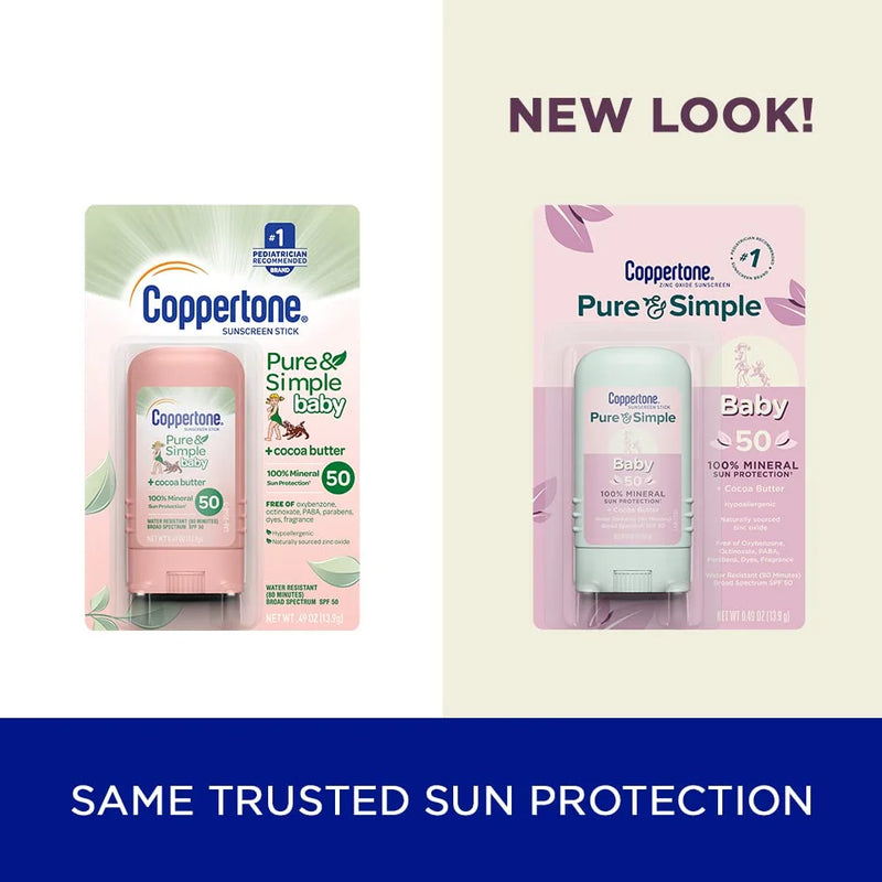Pure and Simple Baby Sunscreen Stick SPF 50, Zinc Oxide Mineral Sunscreen for Babies, Tear Free, Water Resistant, Broad Spectrum SPF 50 Sunscreen, 0.49 Oz Stick