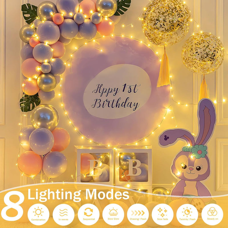 Extra-Long 66FT String Lights Outdoor/Indoor, 200 LED Super Bright Christmas Lights for Bedroom, Waterproof 8 Modes Plug in Twinkle Fairy Light for Classroom Christmas Tree Decorations (Warm White) - Puck's