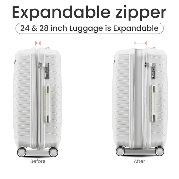 Luggage Sets 4 Piece(14/20/24/28), Expandable Lightweight Suitcase - Puck's
