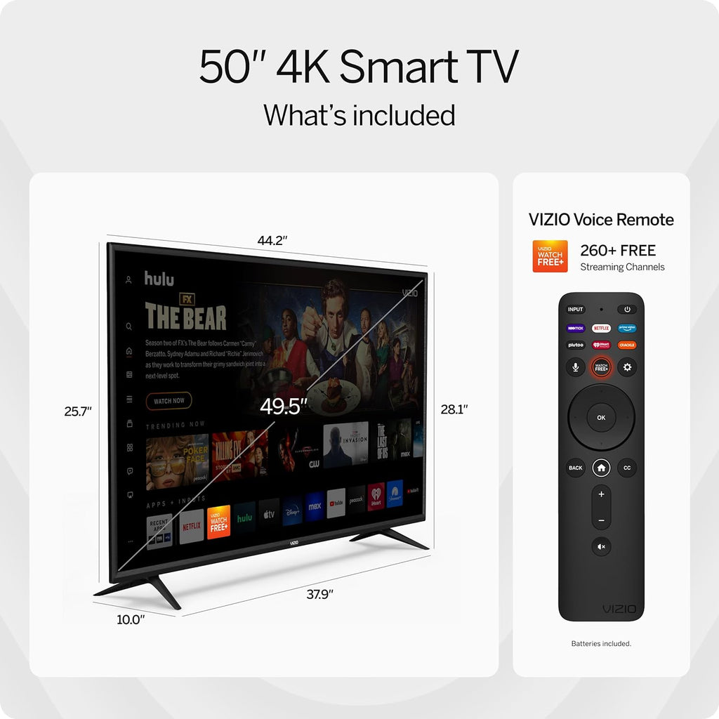 50-Inch V-Series 4K UHD LED Smart TV with Voice Remote, Dolby Vision, HDR10+, Alexa Compatibility, 2022 Model - Puck's
