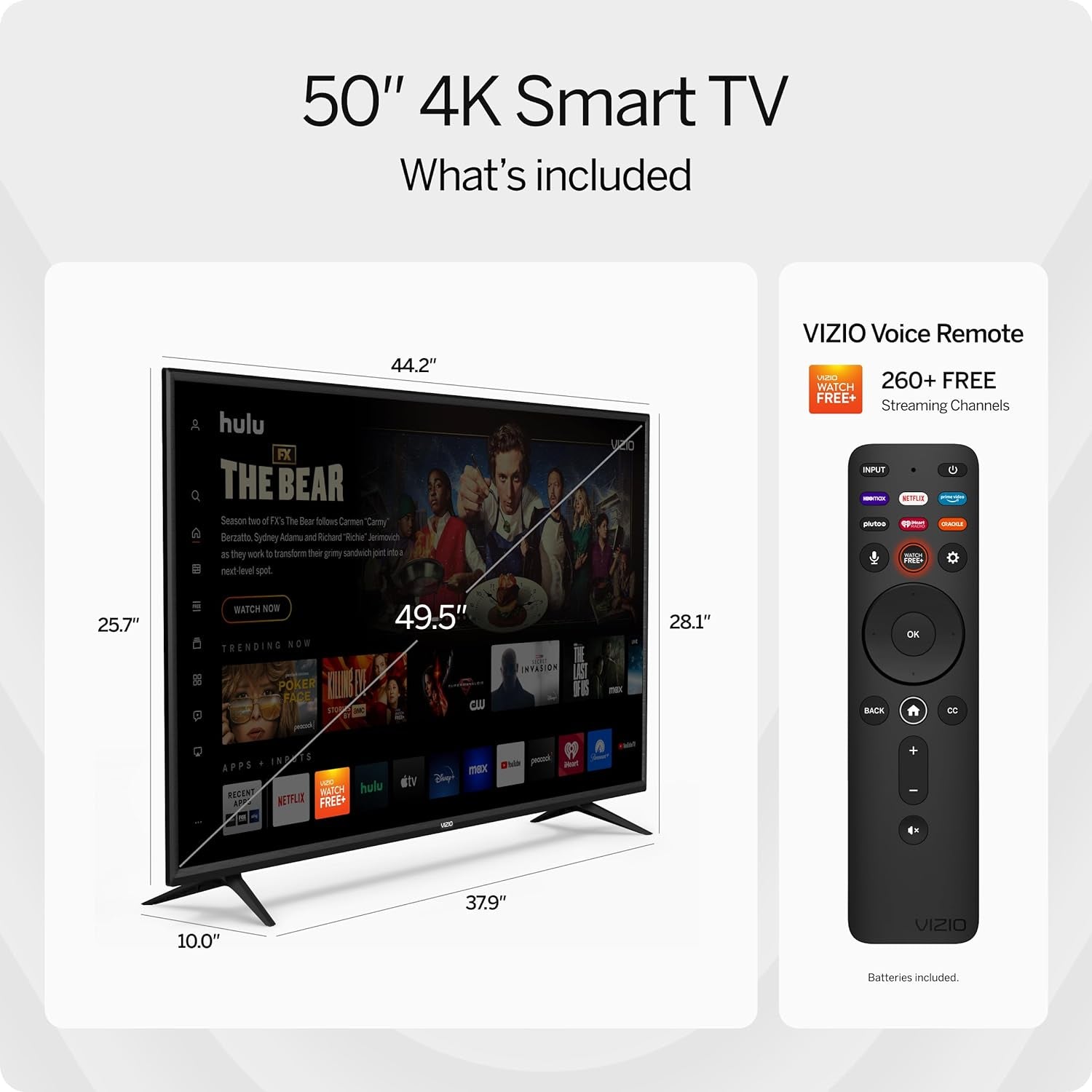 50-Inch V-Series 4K UHD LED Smart TV with Voice Remote, Dolby Vision, HDR10+, Alexa Compatibility, 2022 Model - Puck's