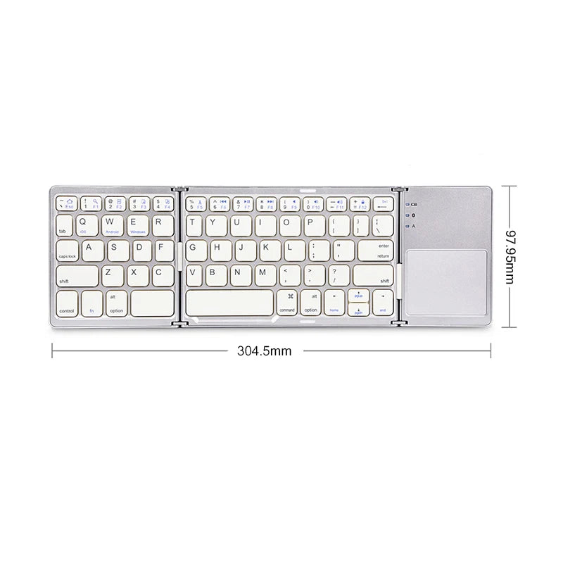 Wireless Folding Keyboard Bluetooth Keyboard with Touchpad for Windows, Android, Ios,Phone,Multi-Function Button Mini Keyboard - Puck's