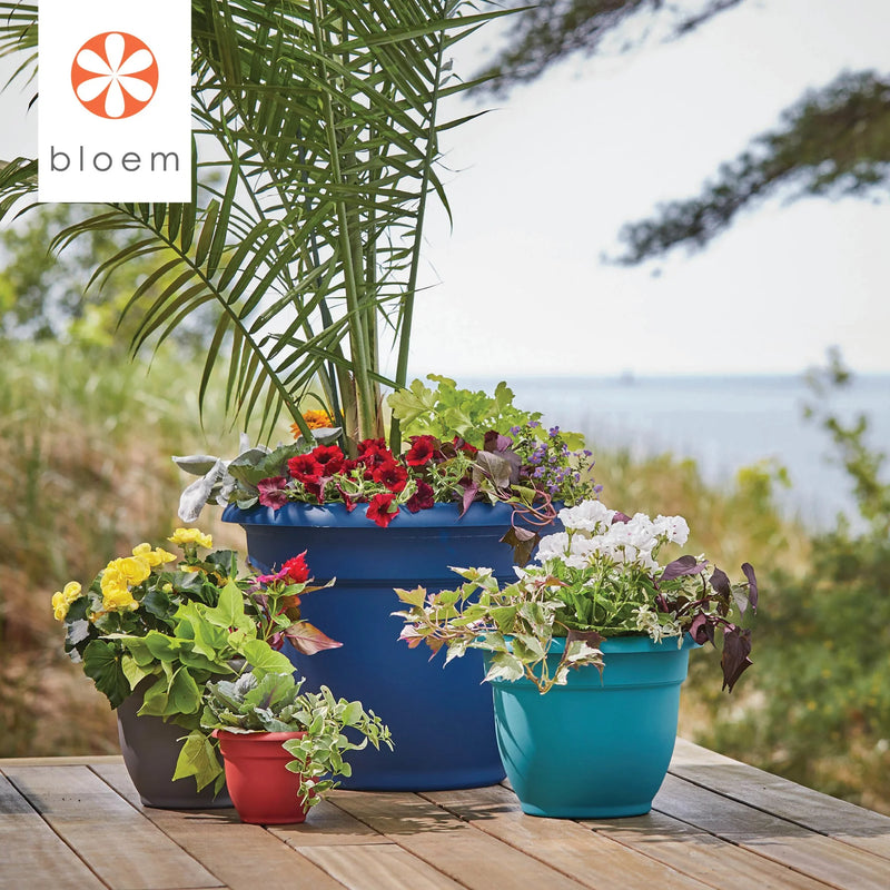 Ariana Pot Planter: 16" - Charcoal - Durable Resin Pot, for Indoor and Outdoor Use, Gardening, Self Watering Disk Included, 6 Gallon Capacity - Puck's
