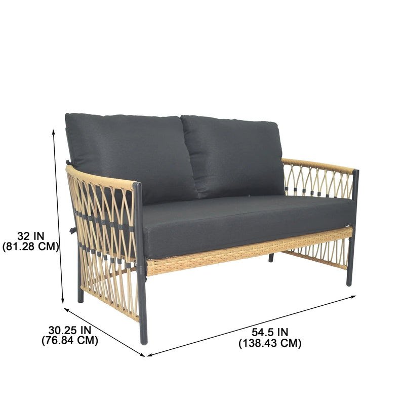 Lilah Outdoor Wicker Loveseat, Black - Puck's