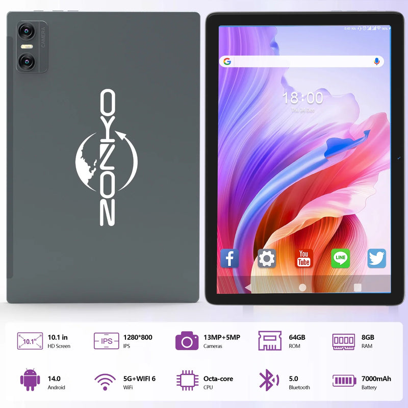 Tablet 10Inch Tablet,Android 14 Tablet,64Gb ROM 8GB Ram,Wifi 6,Octa-Core 5G Wifi,Widevine L1,Wireless Projection,Bluetooth,Dual Camera,7000Mah Battery,Hd Screen,2024 Newest Tablet with Keyboard,Black - Puck's
