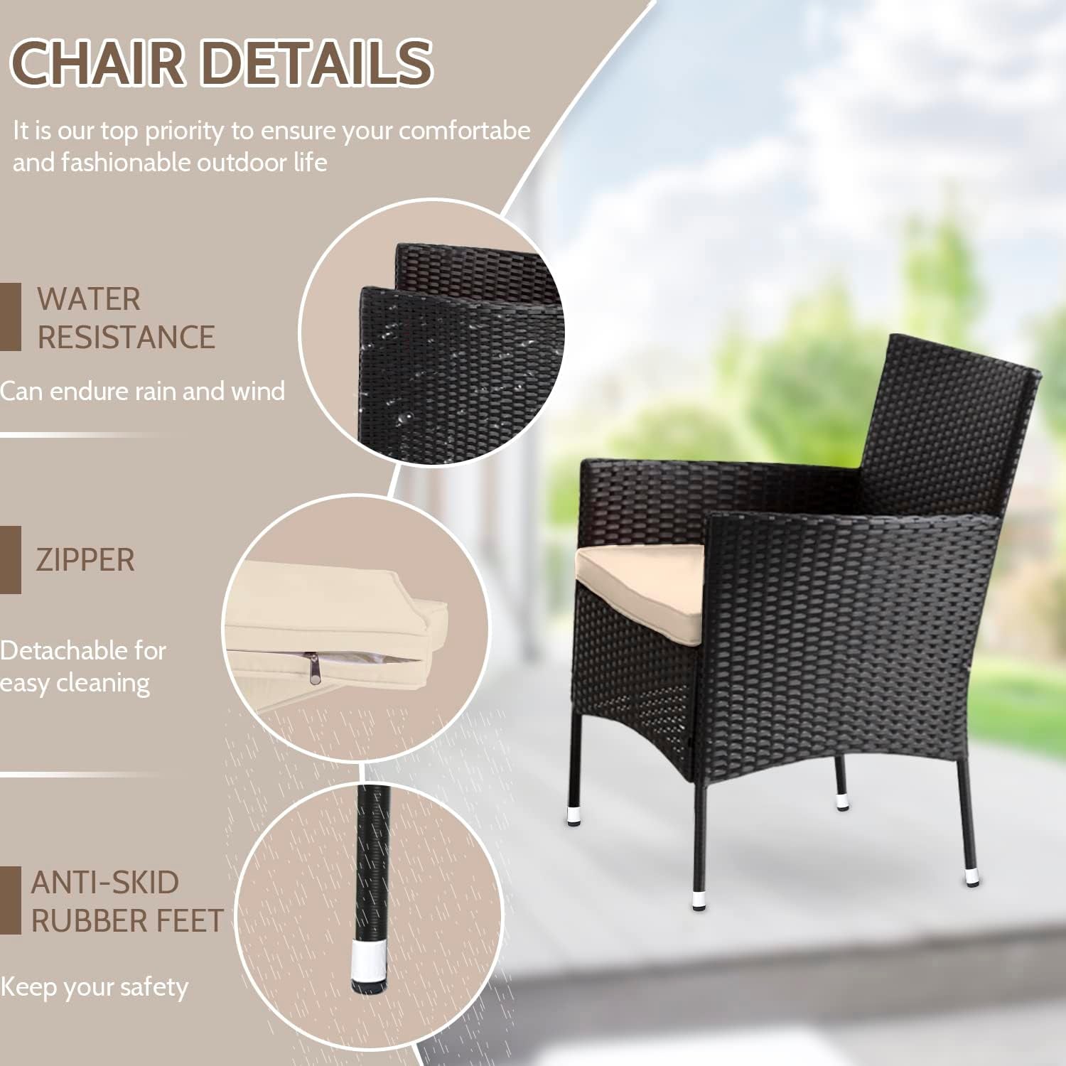 Juego De Muebles De Patio 4 Piezas Silla De Ratán Para Exteriores Sofá De Mimbre - Puck's