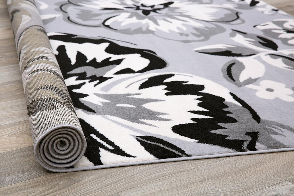 Modern Floral Area Rugs 5' X 7' Gray - Puck's