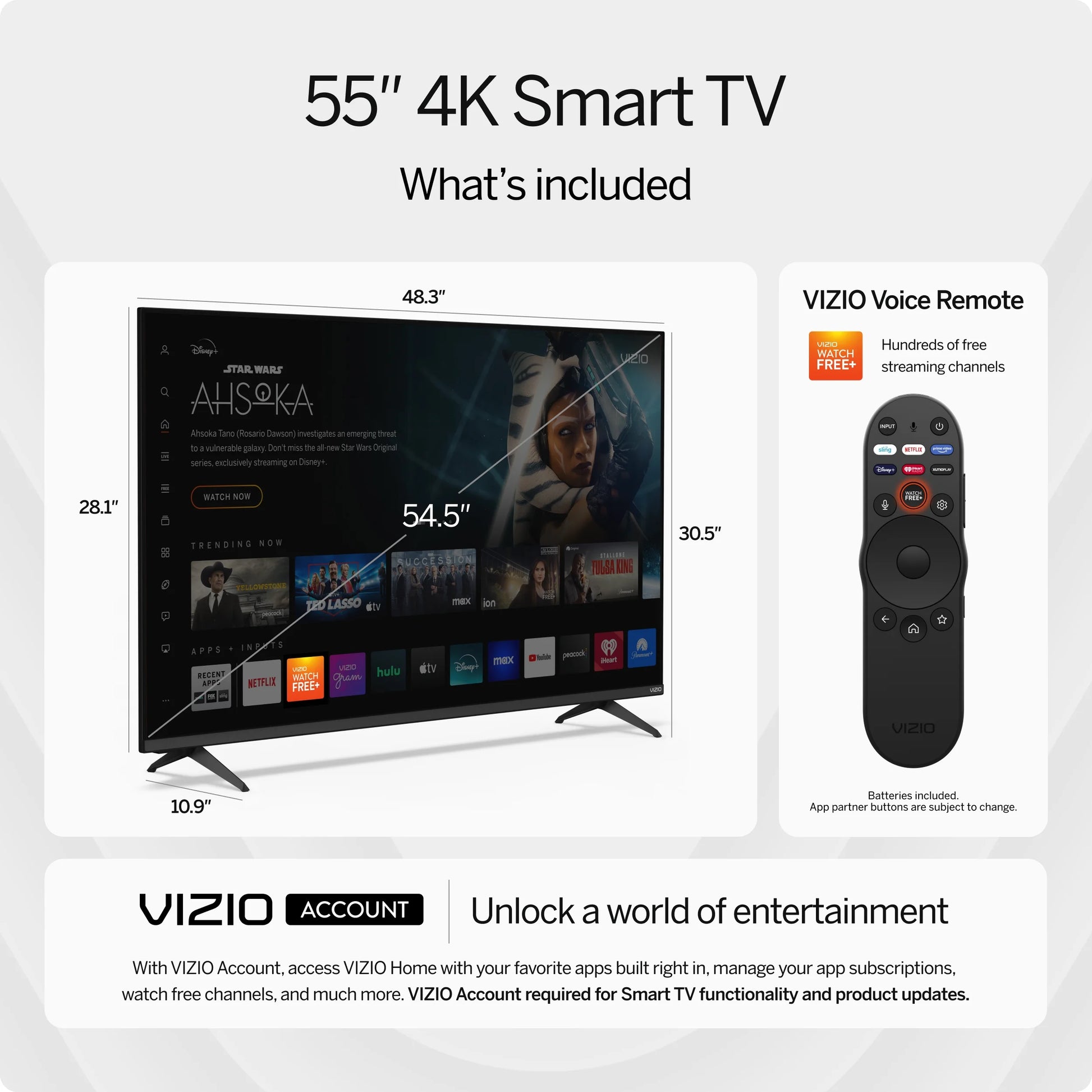 55” Class 4K UHD LED HDR Smart TV (New) V4K55M-08 - Puck's