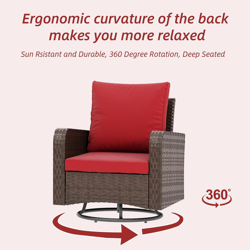 6 Piece Patio Furniture Set with Swivel Chairs-3