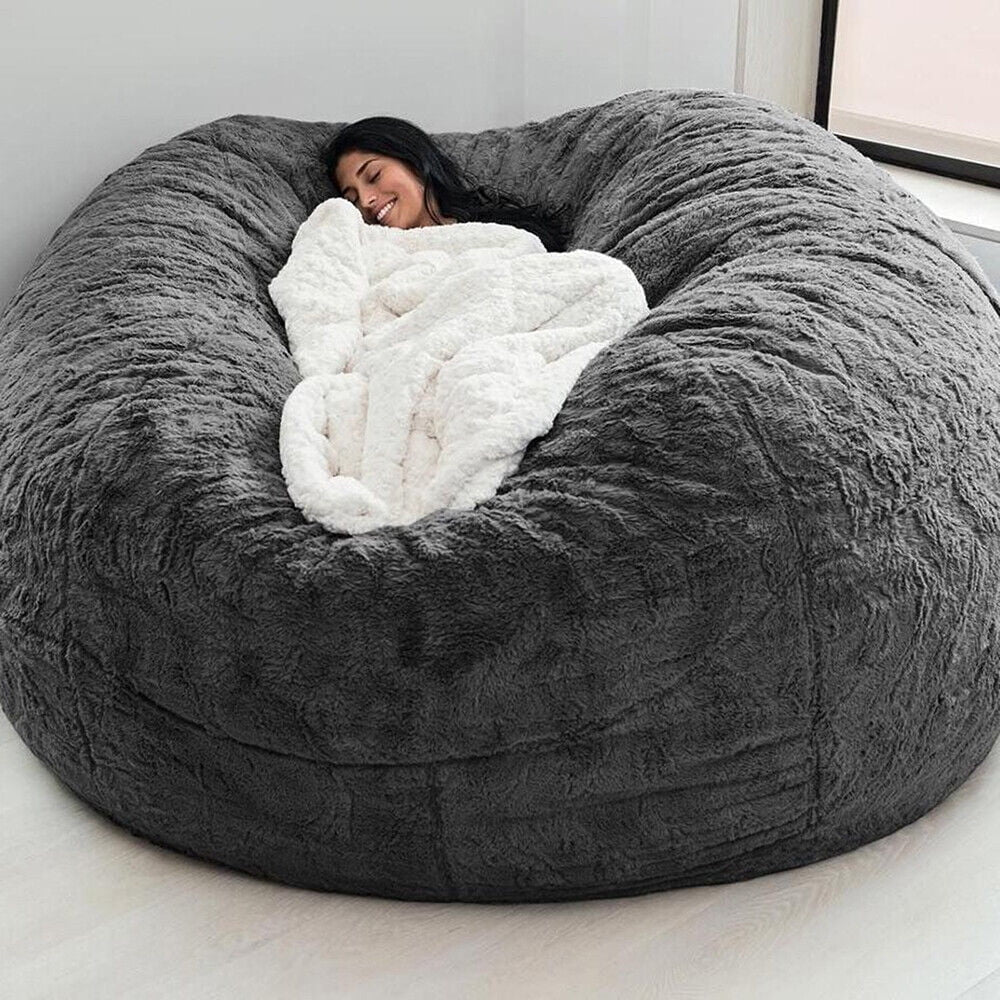 Large Sofa Sack, Ultra Soft Bean Bag Chair Cover for Living Room Lazy Lounger Chair (Stuffing Not Included), Dark Grey, 5 X 2.5 Ft - Puck's