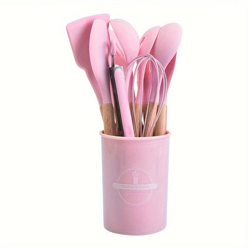 12Piece Grey Silicone Kitchen Utensil Set with Holder - Puck's