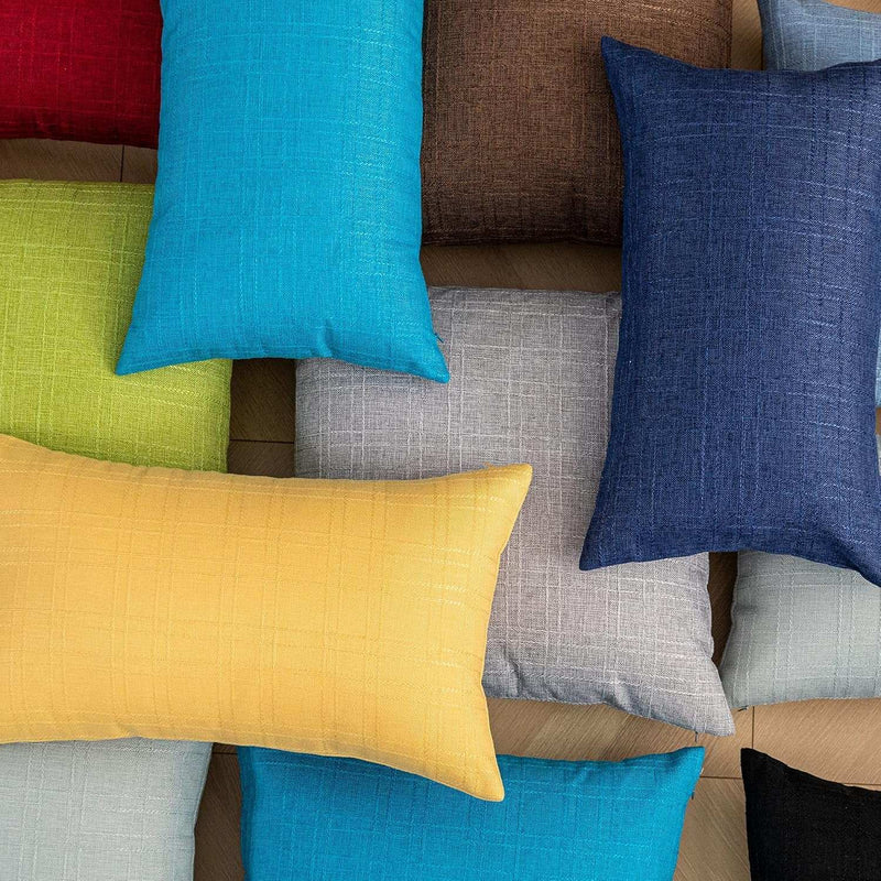 Pack of 2 Decorative Outdoor Waterproof Throw Pillow Covers Checkered Lumbar Pillowcases Classic Cushion Cases for Patio Couch Bench 12 X 20 Inch Blue - Puck's