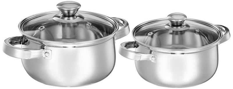 Stainless Steel Bhagona With Glass Lid(Pack of 2) Size 82X17 CM  Color - Puck's