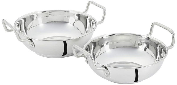 Stainless Steel Kadhai For Cooking Set OF 2(1.5L) Size 18X6 CM  Color - Puck's