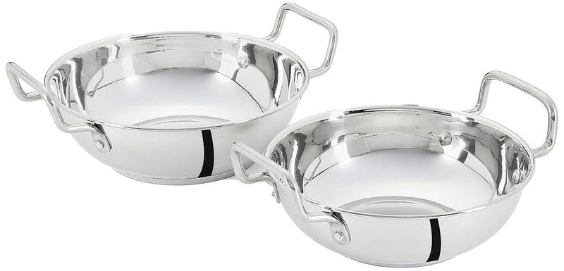 Stainless Steel Kadhai For Cooking Set OF 2(1.5L) Size 18X6 CM  Color - Puck's