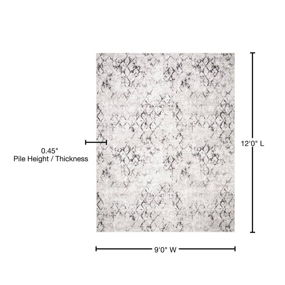 Amelia Gray/Light Gray 9 Ft. X 12 Ft. Abstract Area Rug - Puck's