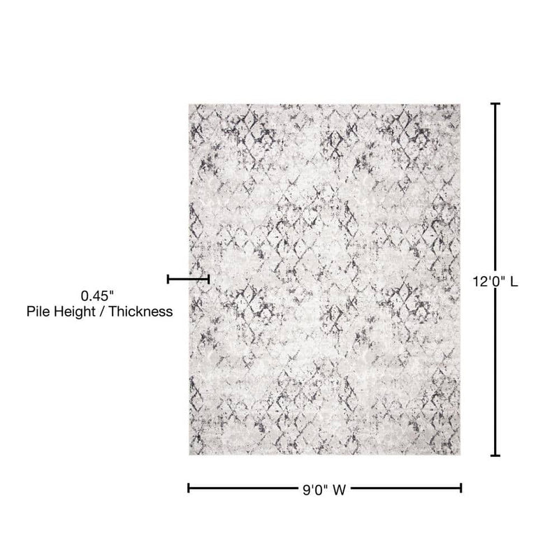 Amelia Gray/Light Gray 9 Ft. X 12 Ft. Abstract Area Rug - Puck's