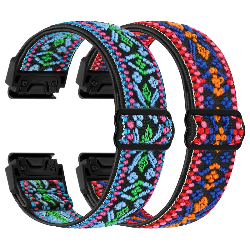 22mm Watch Bands for Garmin Fenix 8 47mm/Fenix E 47mm/Fenix 7/Fenix 7 Pro/Fenix 6/Fenix 6 Pro/Fenix 5/5 Plus/Instinct 2/Epix Gen 2/Approach S62/S60 Band, Quickfit Elastic Nylon Strap Wristband - Puck's