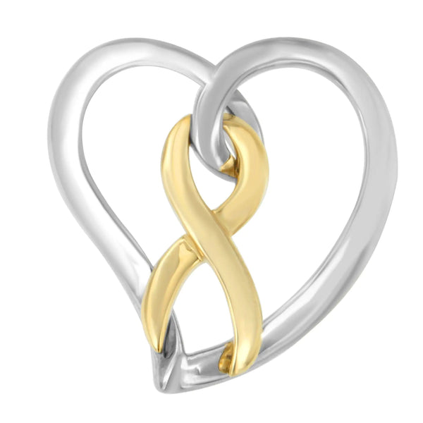 14K Gouden en Zilveren Hart Strik Hanger Halsketting - Puck's