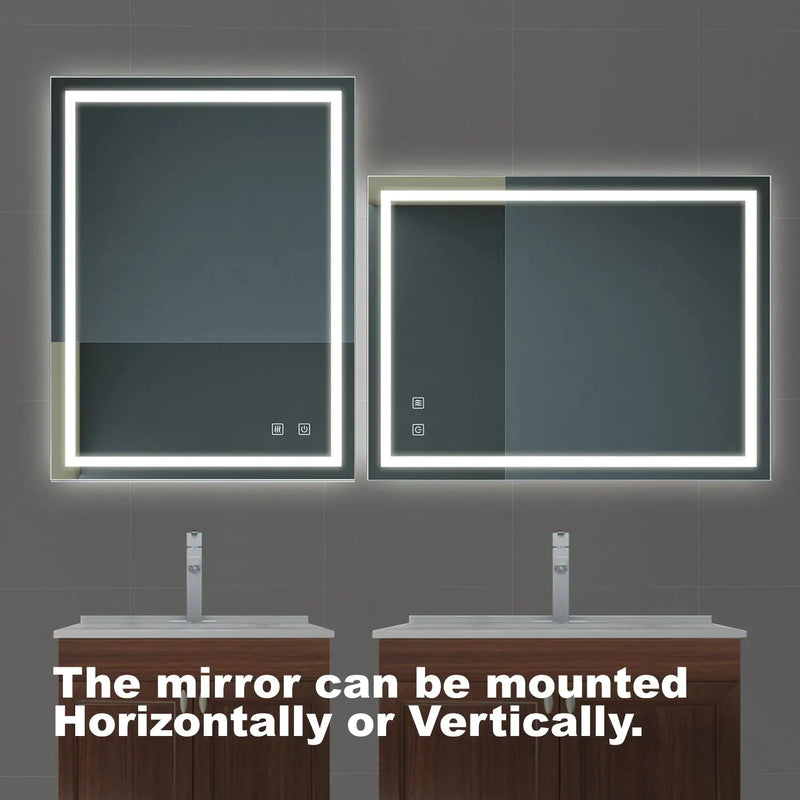 32x24 Inch Bathroom LED Premium Vanity Mirror With Focusing Back Panel, High Lumens, Dimmable Touch, Unavailable Platforms-Welfel - Puck's