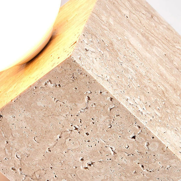 Moon Travertine StoneTable Lamp - Puck's