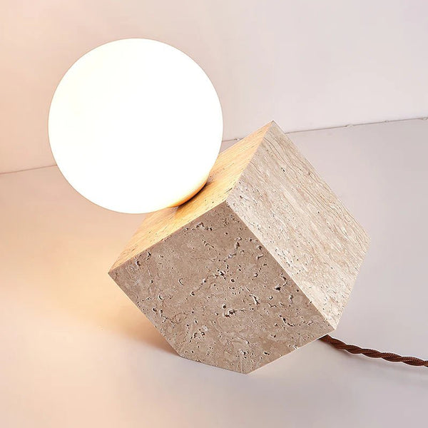 Moon Travertine StoneTable Lamp - Puck's
