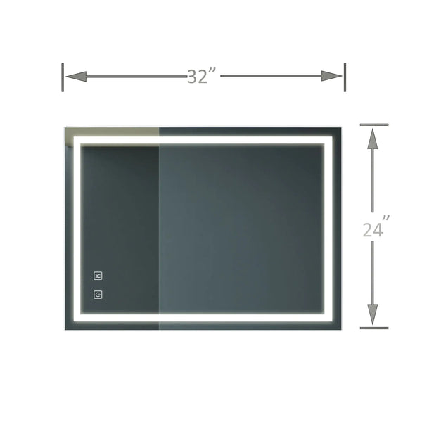 32x24 Inch Bathroom LED Premium Vanity Mirror With Focusing Back Panel, High Lumens, Dimmable Touch, Unavailable Platforms-Welfel - Puck's