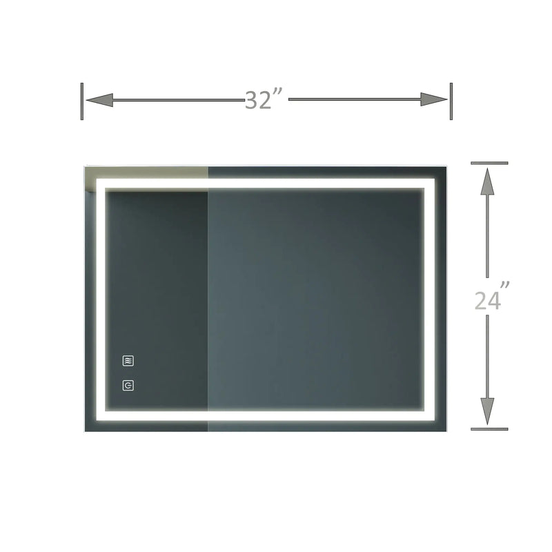 32x24 Inch Bathroom LED Premium Vanity Mirror With Focusing Back Panel, High Lumens, Dimmable Touch, Unavailable Platforms-Welfel - Puck's