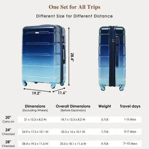 3-piece Luggage 20 Inches With USB Port - Puck's