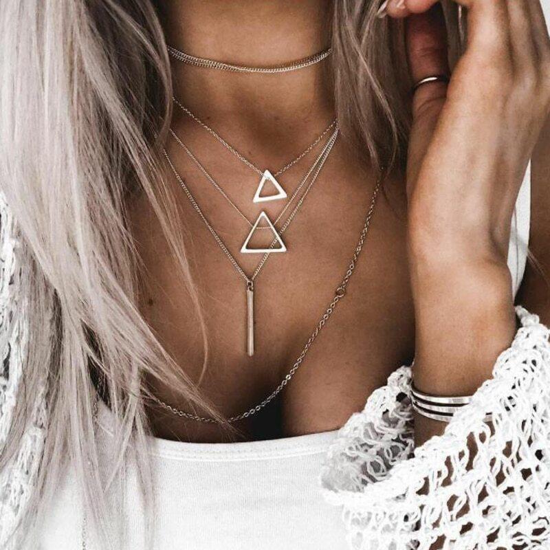 Double Triangle Multilayer Necklace - Puck's