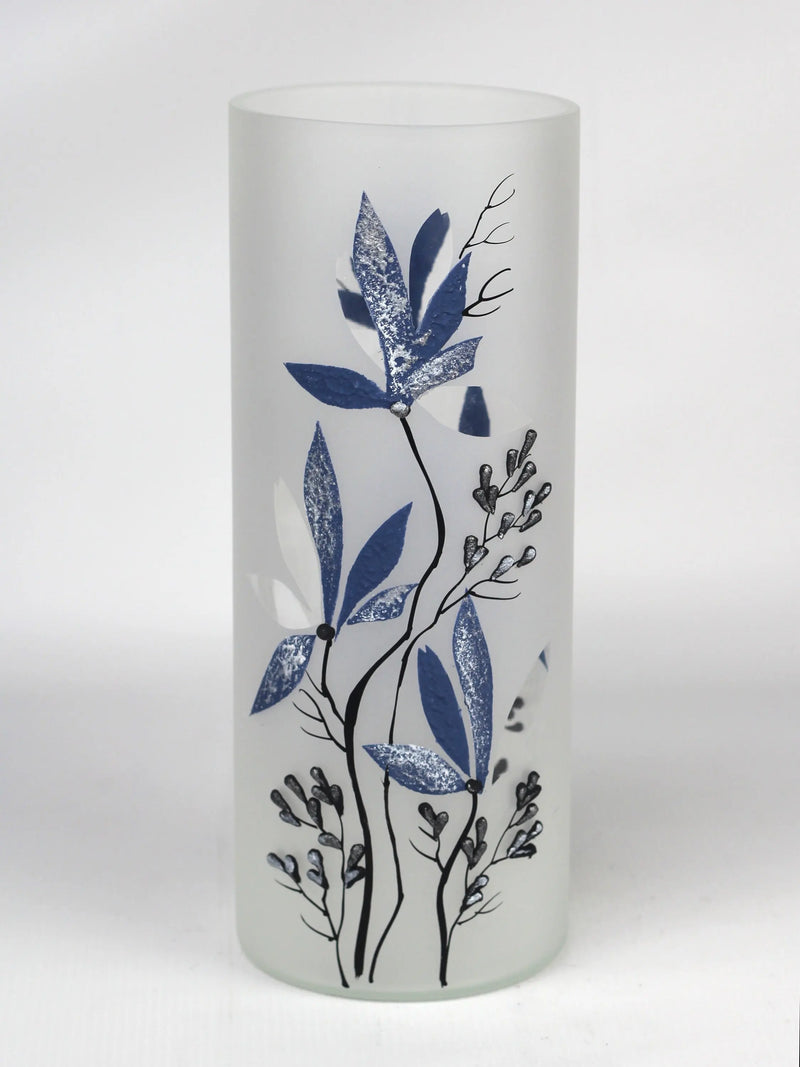 table blue art decorative glass vase 7017/300/sh335 - Puck's