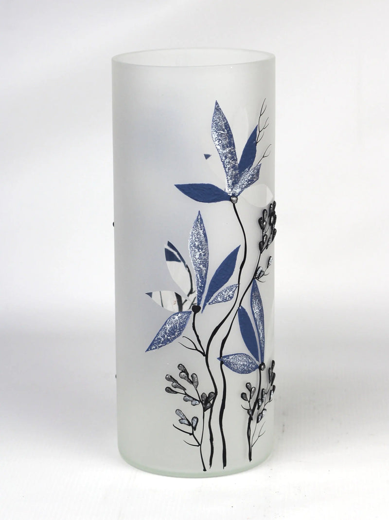 table blue art decorative glass vase 7017/300/sh335 - Puck's