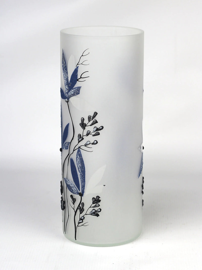 table blue art decorative glass vase 7017/300/sh335 - Puck's
