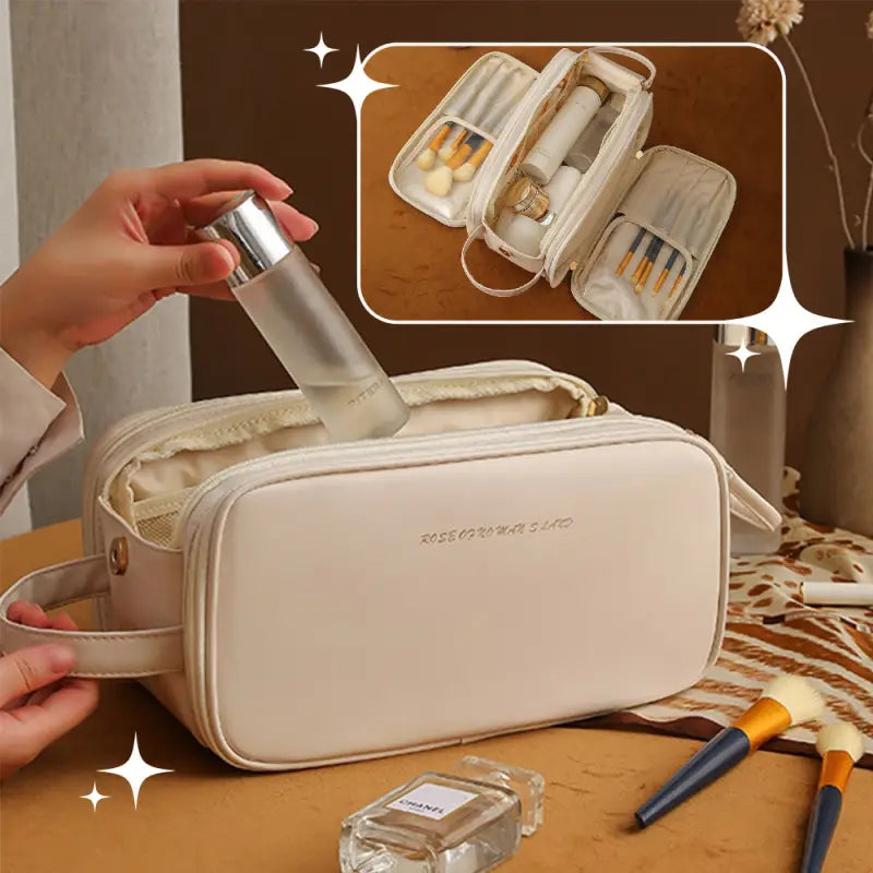 Three Layer Double Zipper Cosmetic Bag - Puck's