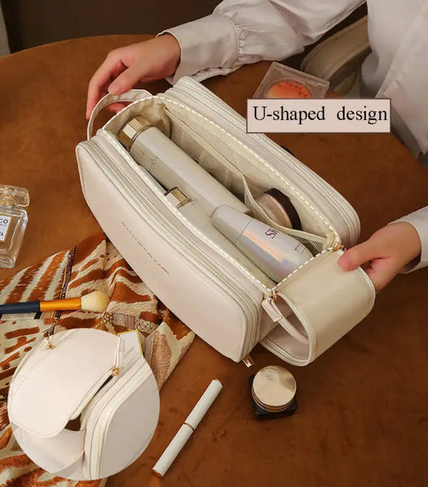 Three Layer Double Zipper Cosmetic Bag - Puck's
