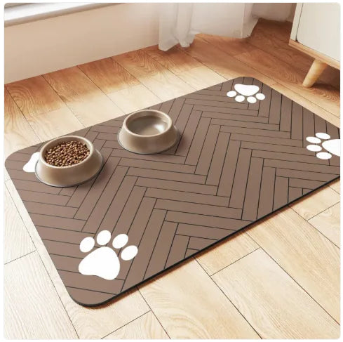 Pet Cat And Dog Eating Diatom Ooze Floor Mat Feeding Splash-proof Household Water-absorbing Quick-drying - Puck's