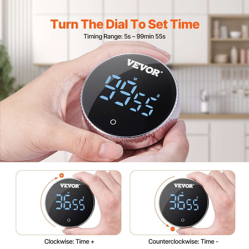 VEVOR Digital Kitchen Timer Magnetic Countdown Countup Timer & Large LED Display - Puck's