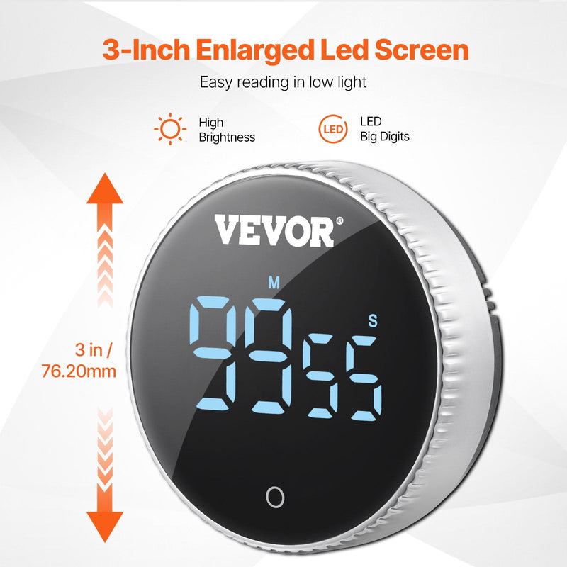 VEVOR Digital Kitchen Timer Magnetic Countdown Countup Timer & Large LED Display - Puck's