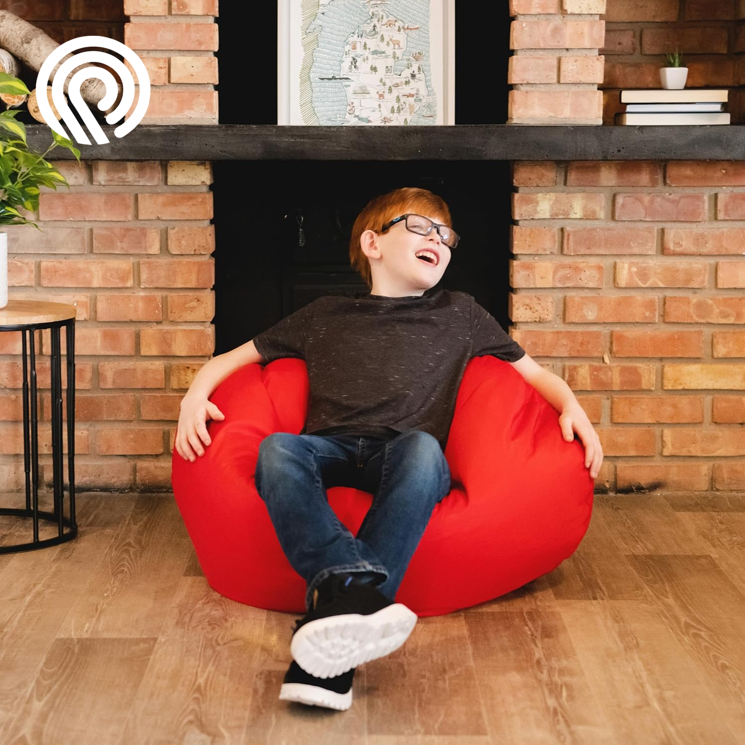 Big Joe Classic Bean Bag Chair, Red Smartmax, Durable Polyester Nylon Blend, 2 Feet Round