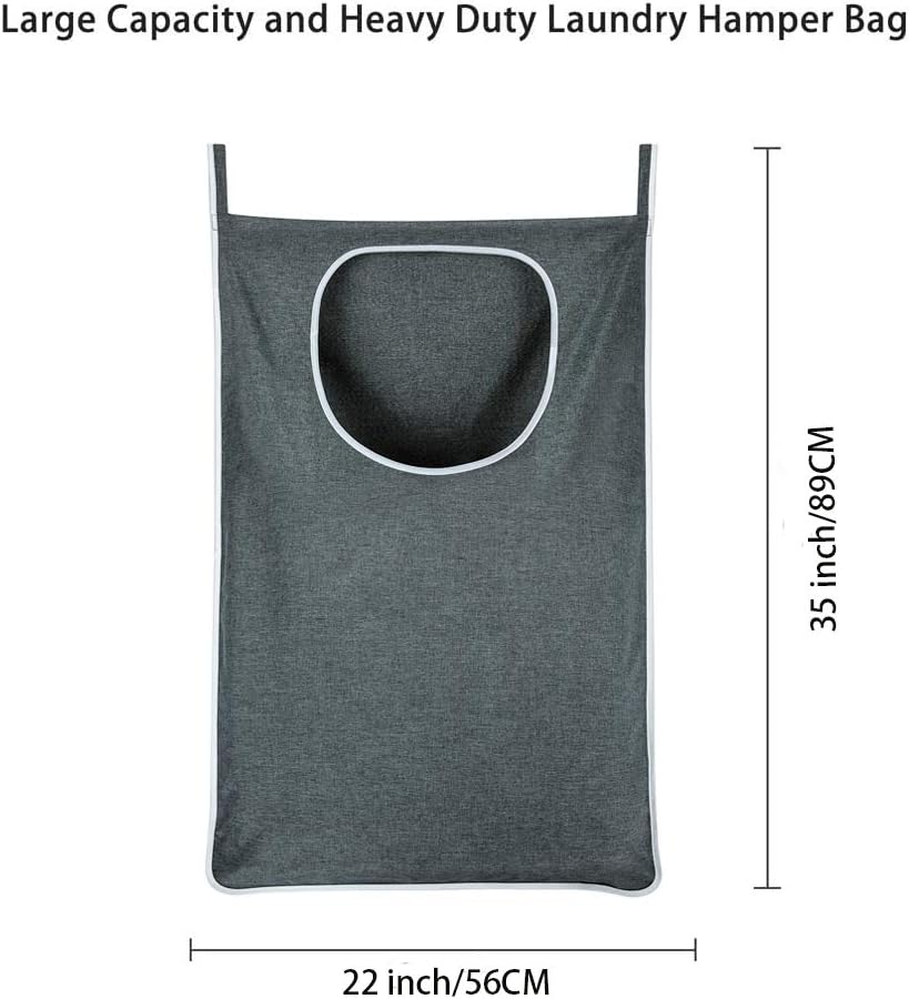 Hanging Laundry Hamper, over the Door Laundry Hamper and Hanging Laundry Bag, Extra Large Space Saving Hanging Hamper with 2 Types Hooks (35X 22Inch, Heather Grey)
