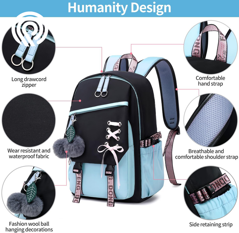 Teenage Girls Bookbag School Backpack Children Casual Daypack Schoolbag for Teens Blue