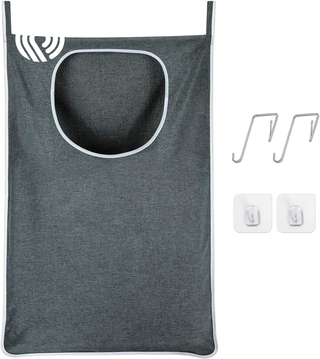Hanging Laundry Hamper, over the Door Laundry Hamper and Hanging Laundry Bag, Extra Large Space Saving Hanging Hamper with 2 Types Hooks (35X 22Inch, Heather Grey)