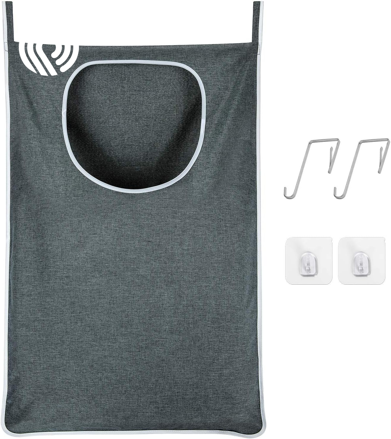 Hanging Laundry Hamper, over the Door Laundry Hamper and Hanging Laundry Bag, Extra Large Space Saving Hanging Hamper with 2 Types Hooks (35X 22Inch, Heather Grey)
